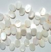 16 inch strand of 10x14mm Side Drilled White Mother of Pearl Flat Ovals